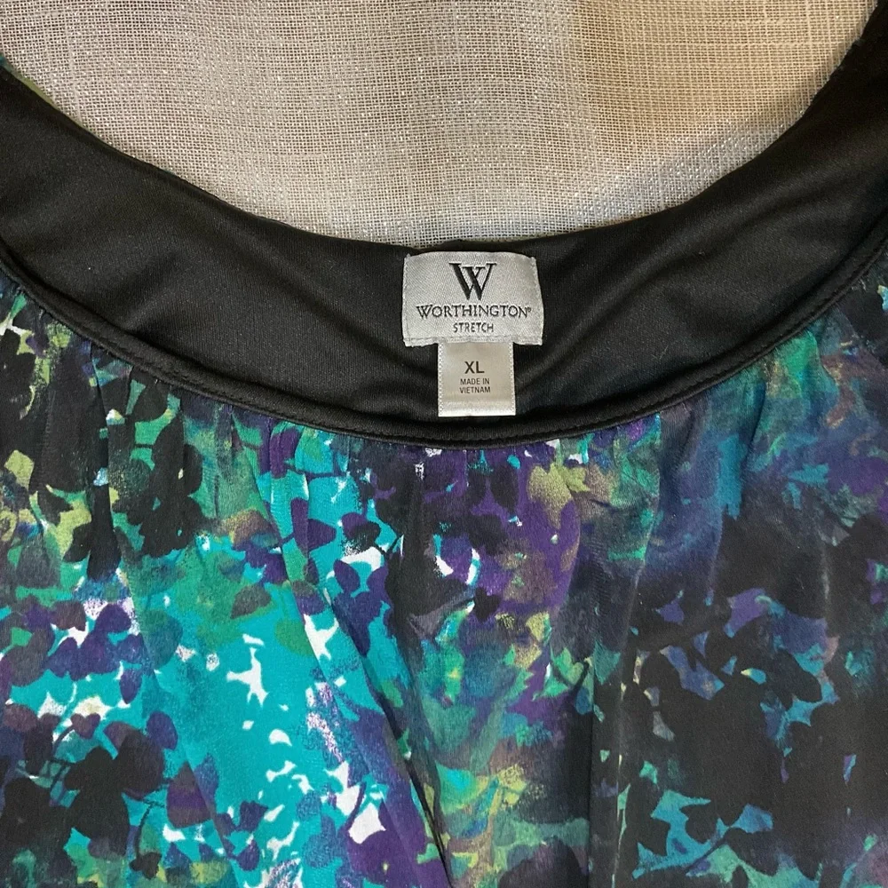 Worthington Watercolor Sleeveless Pleated Fit & Flare Dress Size XL - Picture 4 of 10